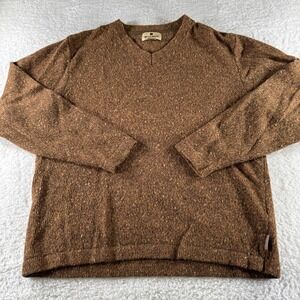Y2K Woolrich V Neck Pullover Knit‎ Sweater Brown Men Wool Medium Long Sleeve